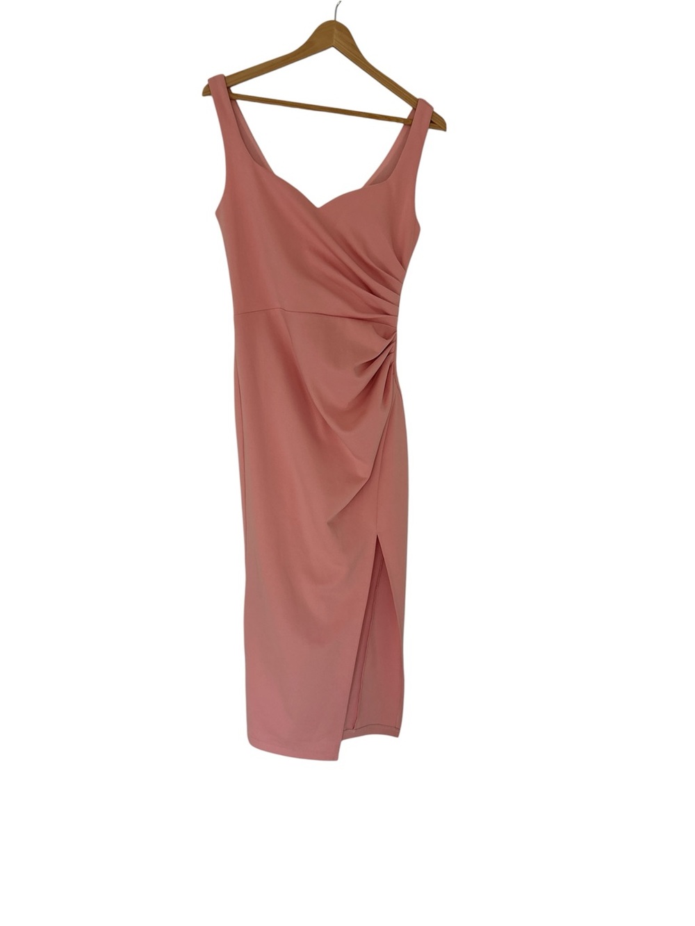 Sleeveless Midi Dress with Side Ruching in Dusty Rose
